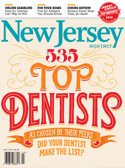 The image features the cover of New Jersey Monthly magazine with an illustration of a dentist s top 535 list, humorously suggesting that these were chosen by their peers.